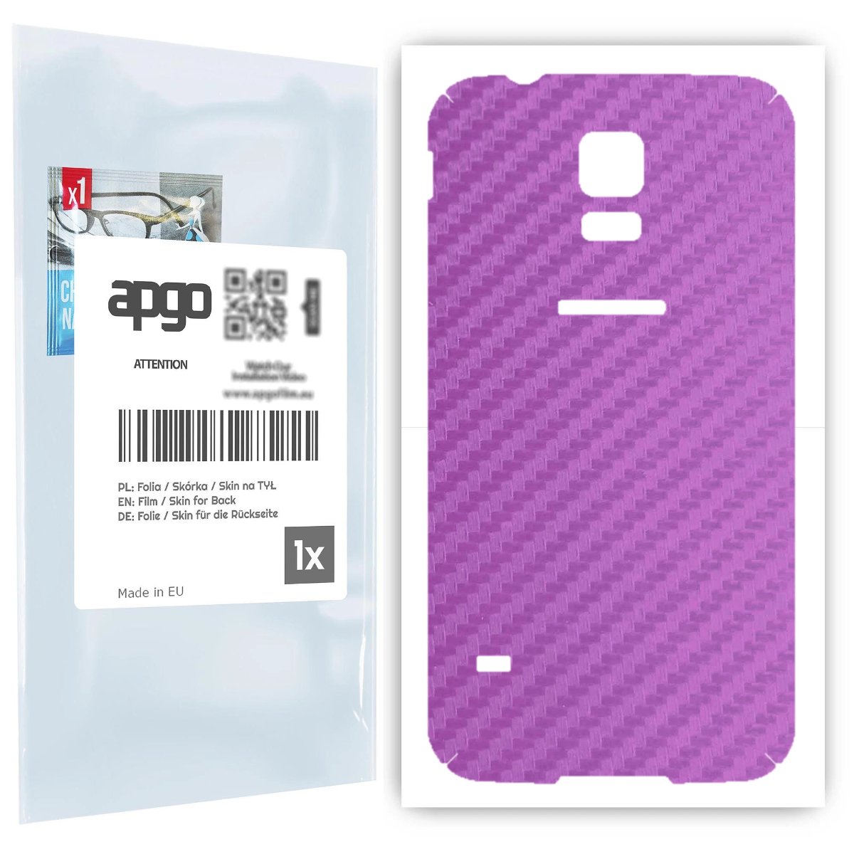 Folia naklejka skórka strukturalna na TYŁ do Samsung Galaxy S5 SM-G900F -  Carbon Fioletowy - apgo SKINS