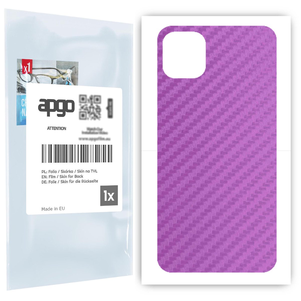 Folia naklejka skórka strukturalna na TYŁ do Apple iPhone 11 Pro Max -  Carbon Fioletowy - apgo SKINS