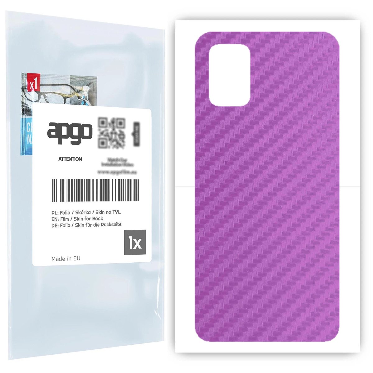 Folia naklejka skórka strukturalna na TYŁ do Samsung Galaxy M51 -  Carbon Fioletowy - apgo SKINS