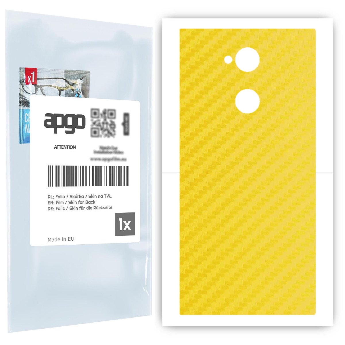 Folia naklejka skórka strukturalna na TYŁ do Sony Xperia XA2 Ultra -  Carbon Żółty - apgo SKINS