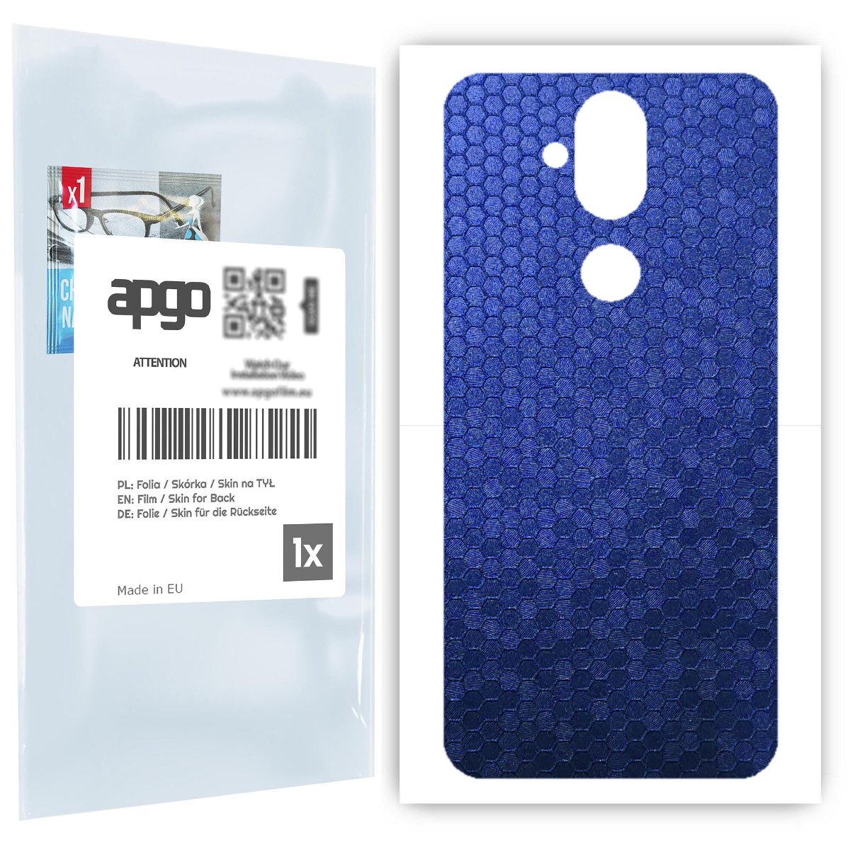 Folia naklejka skórka strukturalna na TYŁ do Nokia 8.1 (Nokia X7) -  Plaster Miodu Niebieski - apgo SKINS