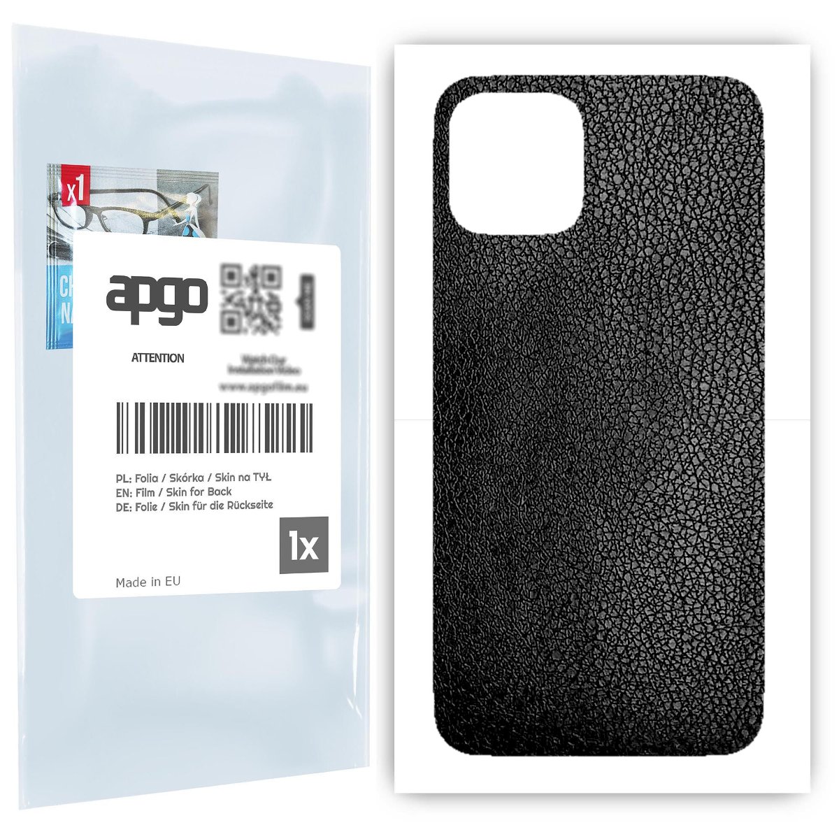 Folia naklejka skórka strukturalna na TYŁ do Apple iPhone 11 Pro -  Skóra Czarna - apgo SKINS