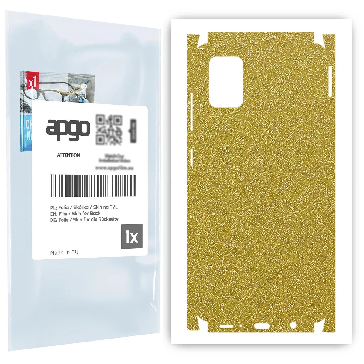 Folia naklejka skórka strukturalna na TYŁ+BOKI do Samsung Galaxy A51 -  Brokat Złoty - apgo SKINS