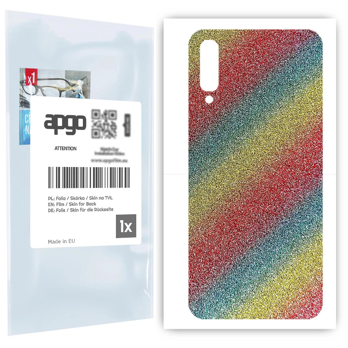 top Folia naklejka skórka strukturalna na TYŁ do Samsung Galaxy A70 -  Brokat Tęcza - apgo SKINS