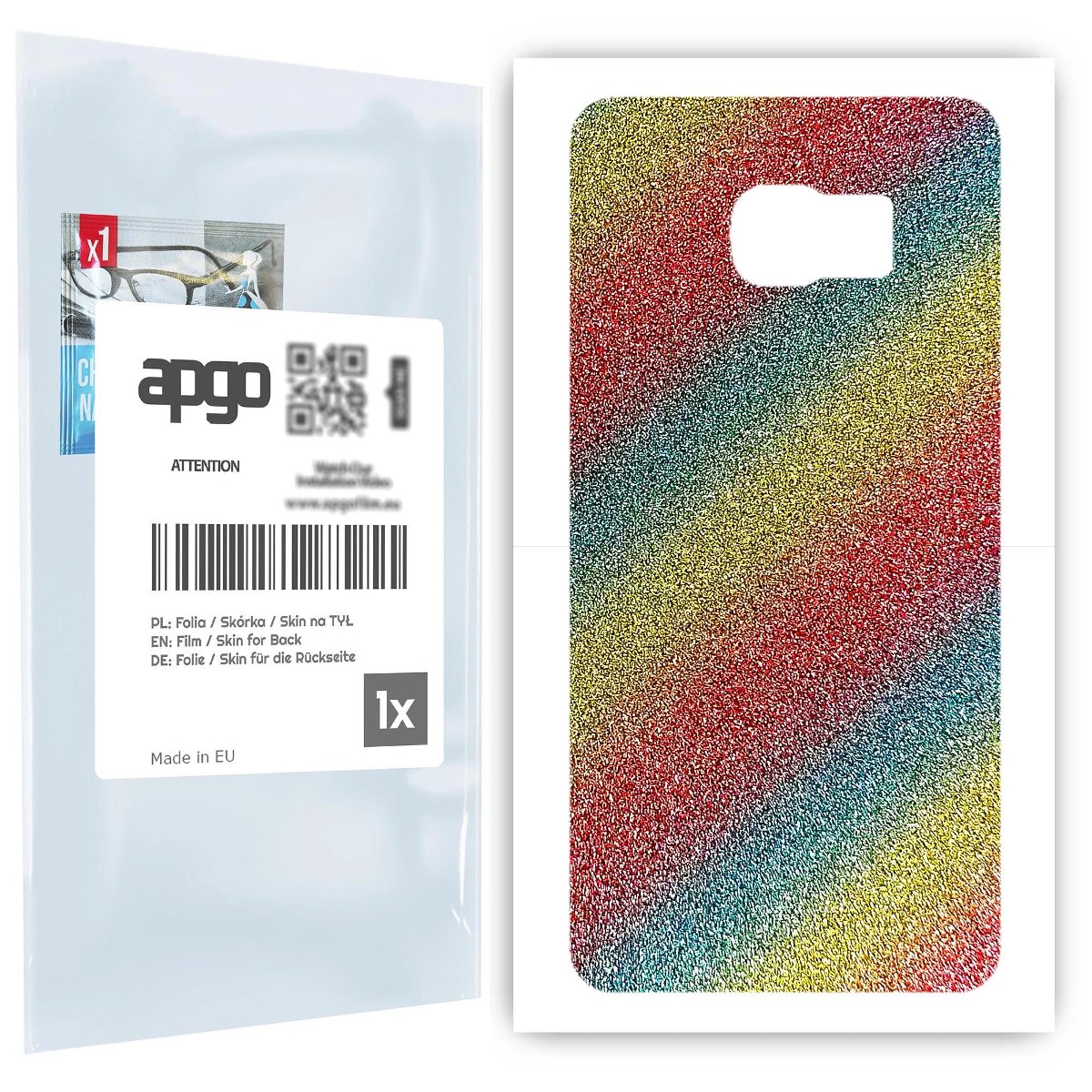 Folia naklejka skórka strukturalna na TYŁ do Samsung Galaxy S6 Edge+ SM-G928F -  Brokat Tęcza - apgo SKINS