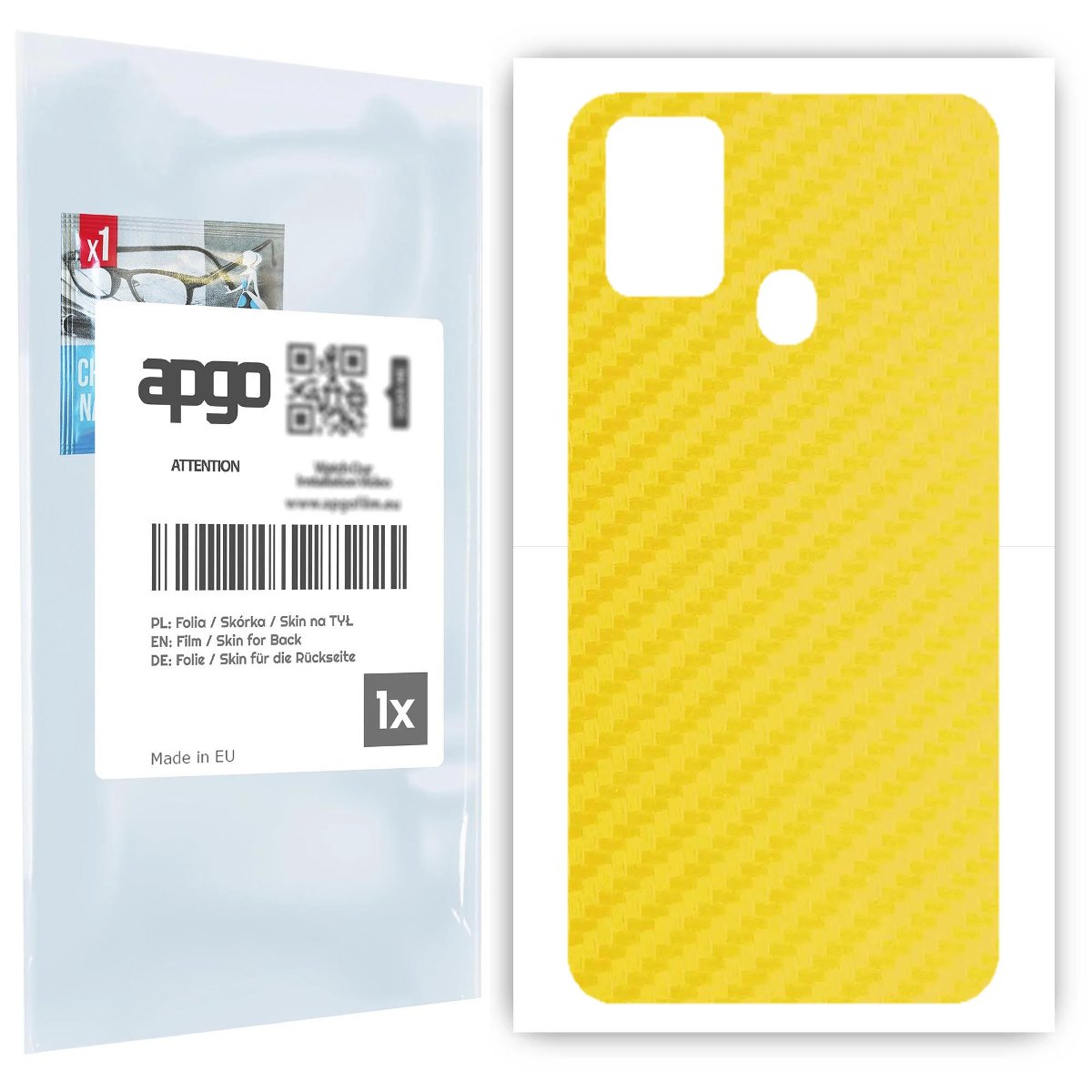 Folia naklejka skórka strukturalna na TYŁ do Samsung Galaxy M31 -  Carbon Żółty - apgo SKINS