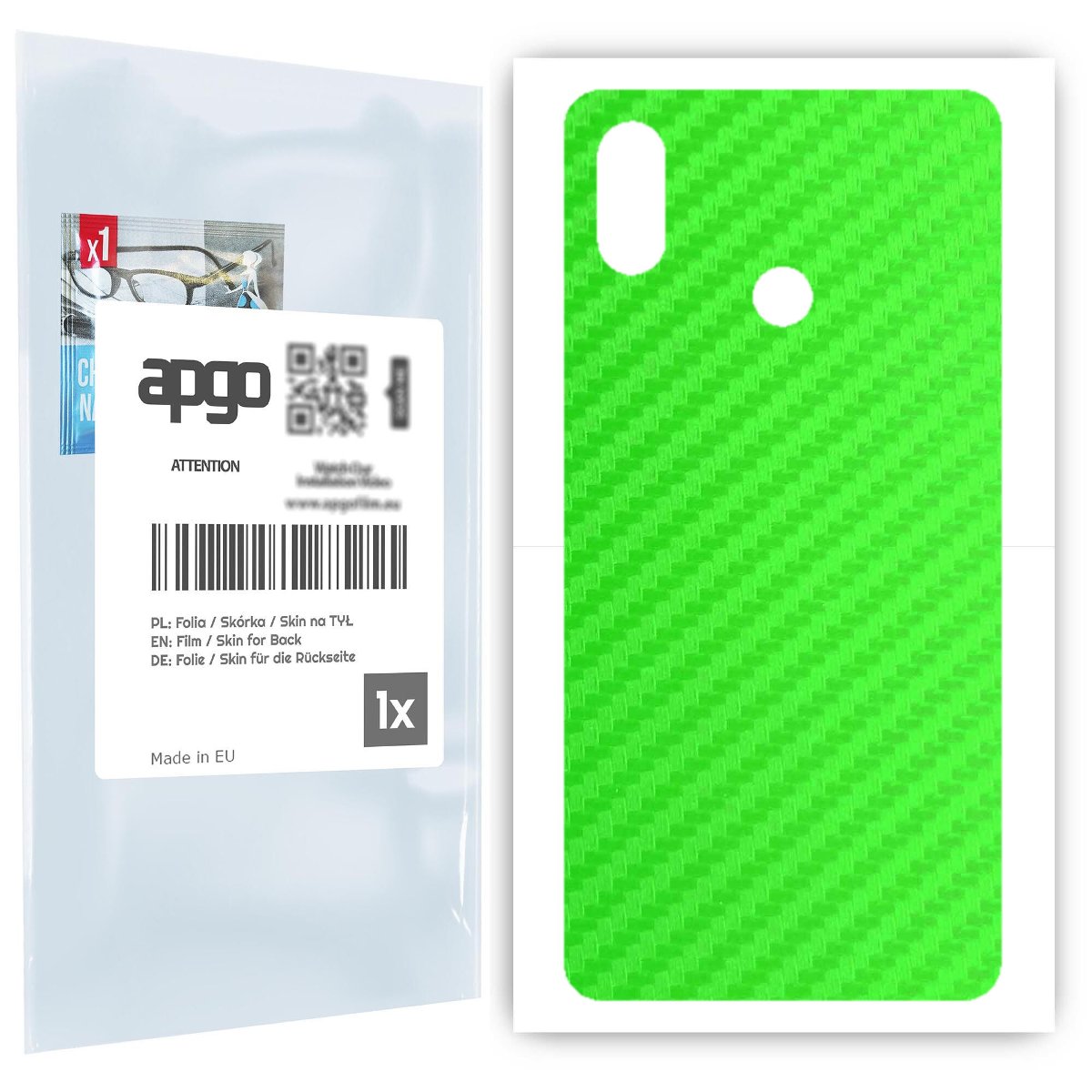 Folia naklejka skórka strukturalna na TYŁ do Xiaomi Mi Max 3 -  Carbon Zielony - apgo SKINS