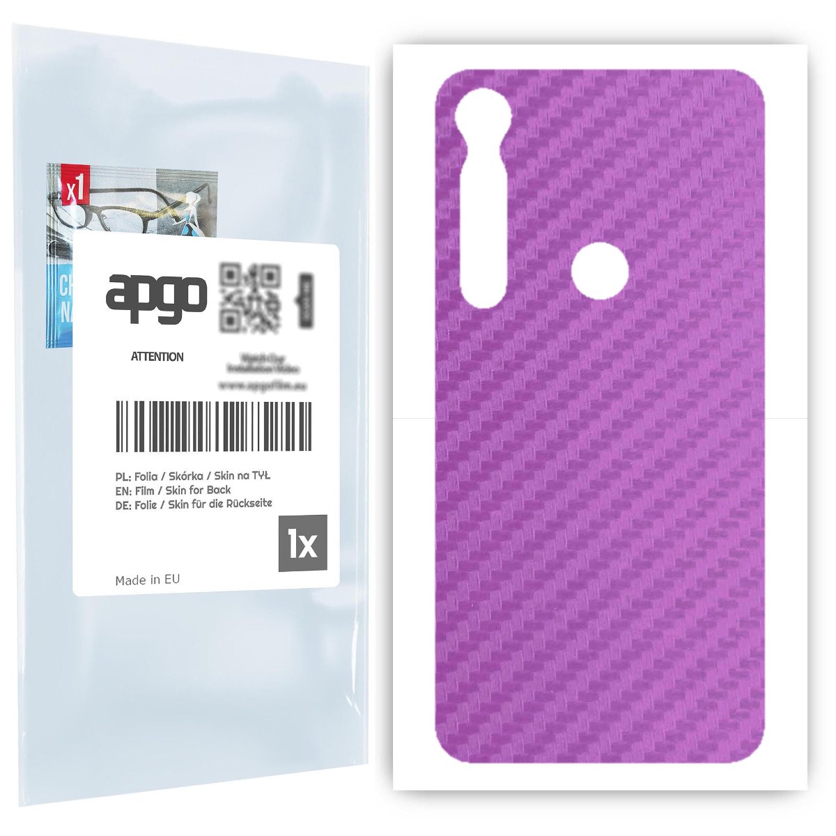 Folia naklejka skórka strukturalna na TYŁ do Motorola Moto G8 Plus -  Carbon Fioletowy - apgo SKINS