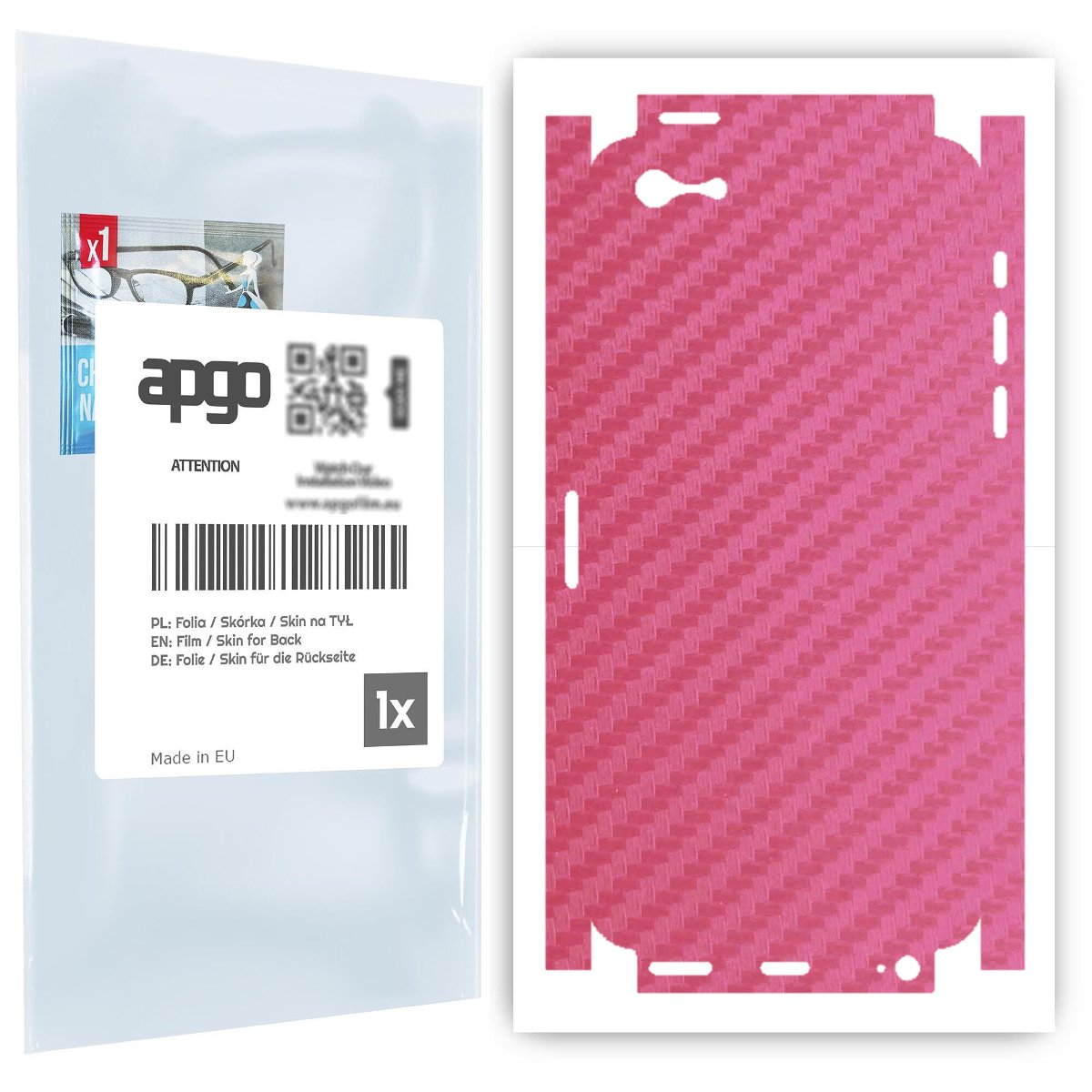 Folia naklejka skórka strukturalna na TYŁ+BOKI do Apple iPhone 5 -  Carbon Różowy - apgo SKINS