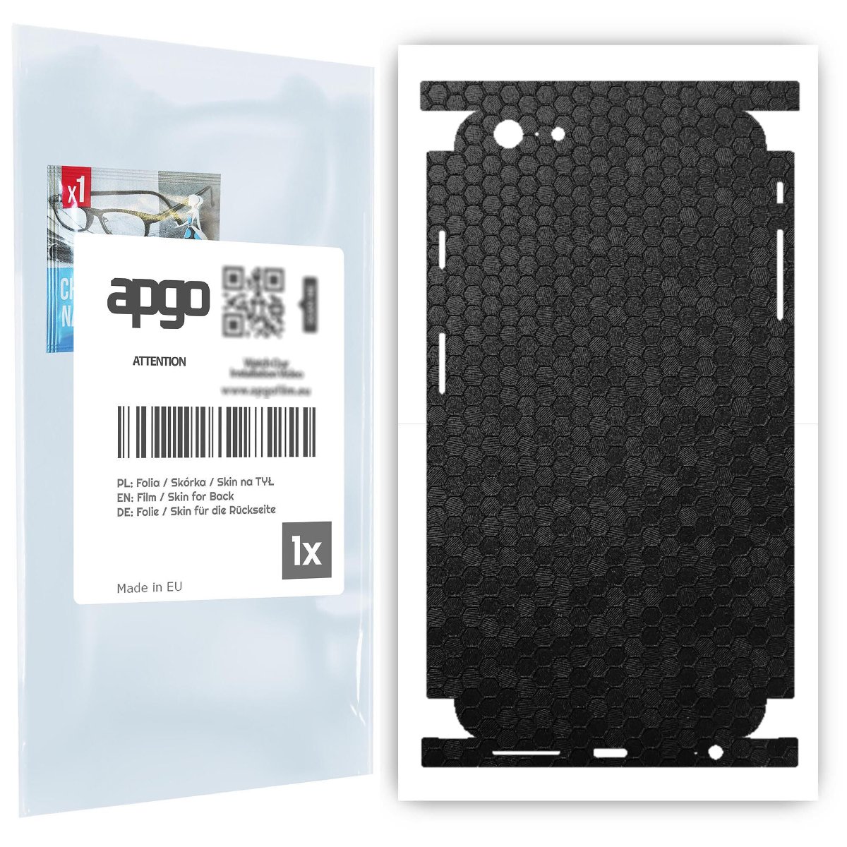 Folia naklejka skórka strukturalna na TYŁ+BOKI do Apple iPhone 6s Plus -  Plaster Miodu Czarny - apgo SKINS