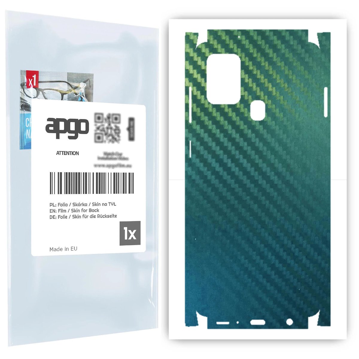 Folia naklejka skórka strukturalna na TYŁ+BOKI do Samsung Galaxy A21s -  Carbon Kameleon CAKA1 - apgo SKINS