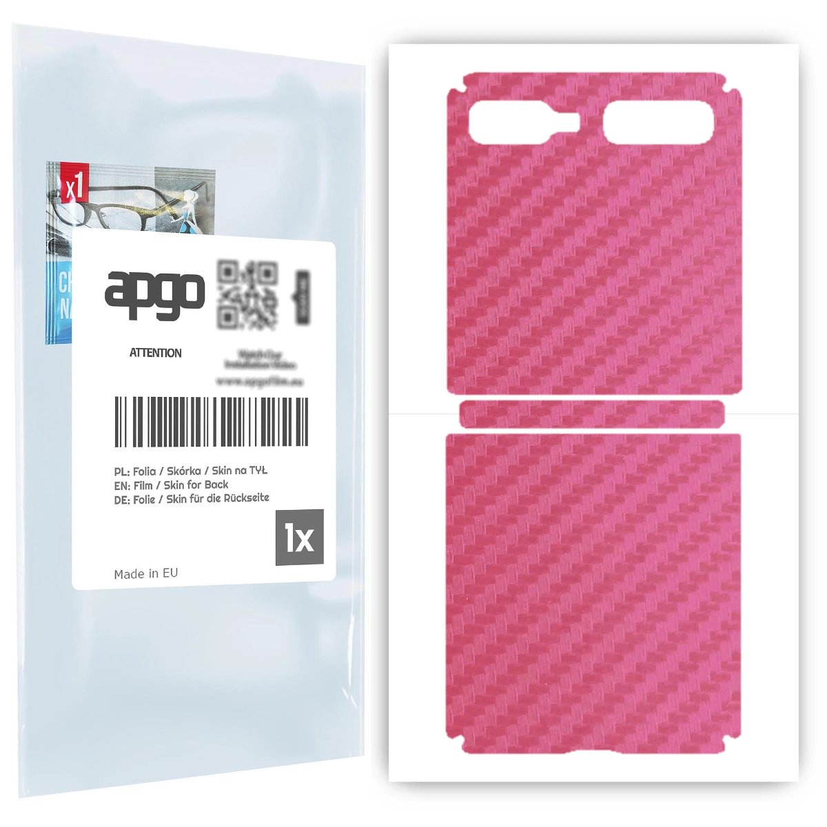 Folia naklejka skórka strukturalna na TYŁ do Samsung Galaxy Z Flip 5G -  Carbon Różowy - apgo SKINS