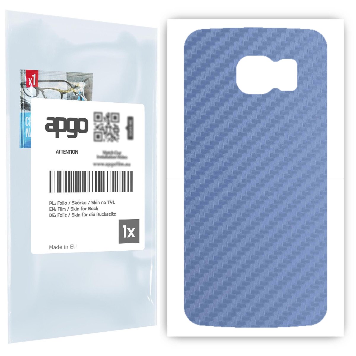 Folia naklejka skórka strukturalna na TYŁ do Samsung Galaxy S6 G920 -  Carbon Granatowy - apgo SKINS