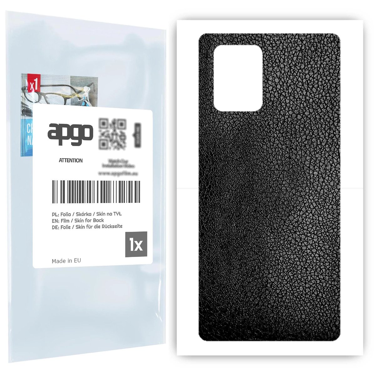 Folia naklejka skórka strukturalna na TYŁ do Samsung Galaxy S10 Lite -  Skóra Czarna - apgo SKINS