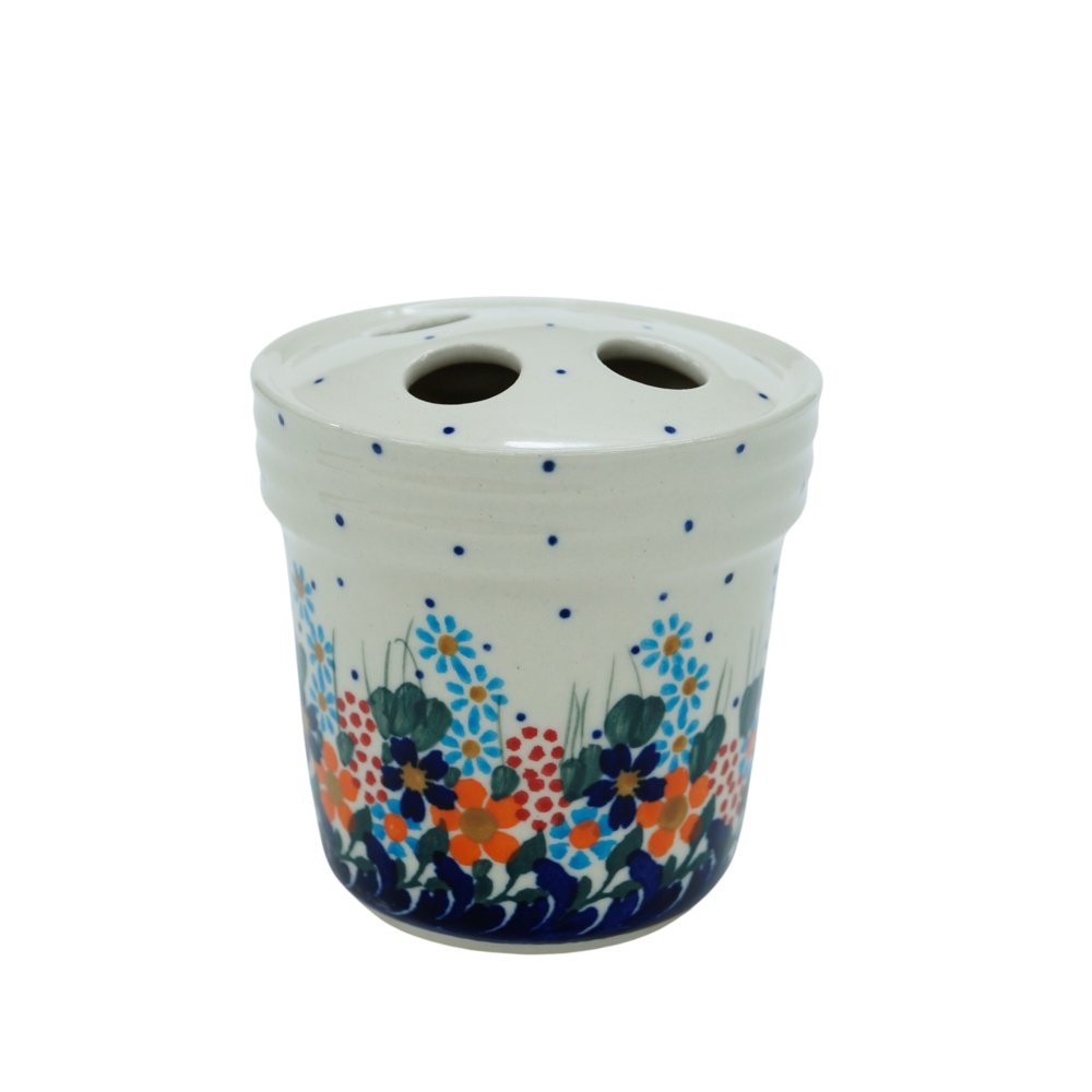 Ceramiczny Kubek Na Szczoteczki Z Rantem (A380 D23) Ceramika Bolesławiec