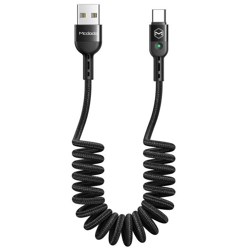 Omega Kabel USB Mcdodo Mcdodo kabel sprężynka LED USB-C 1,8 m czarny 74593