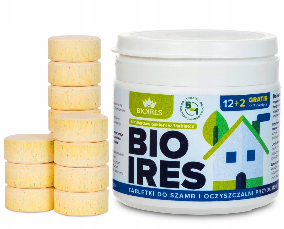 Bioires - tabletki biologiczne 12+2 PREPARAT do szamb i oczyszczalni 5w1