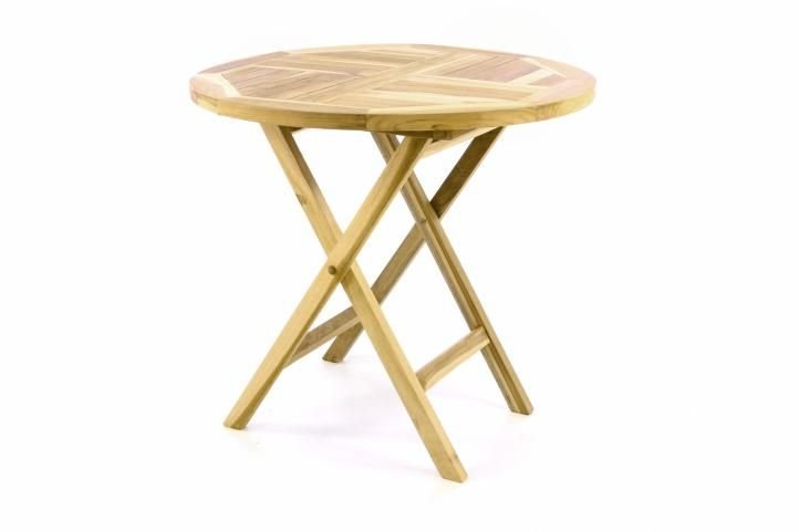 Stół ogrodowy z drewna tekowego DIVERO - Ø 80 cm