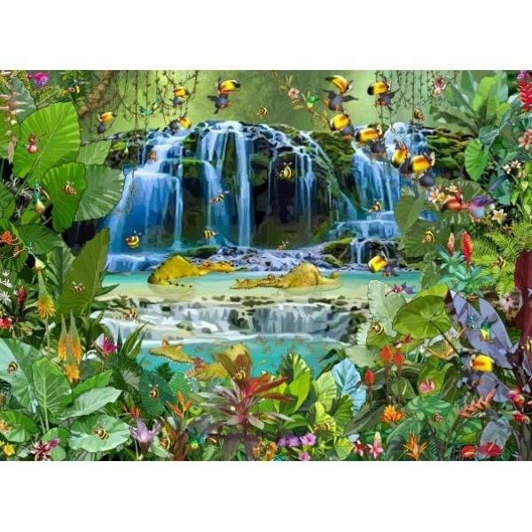 Grafika Puzzle 2000 Wodospad w dżungli Ruyer Francois