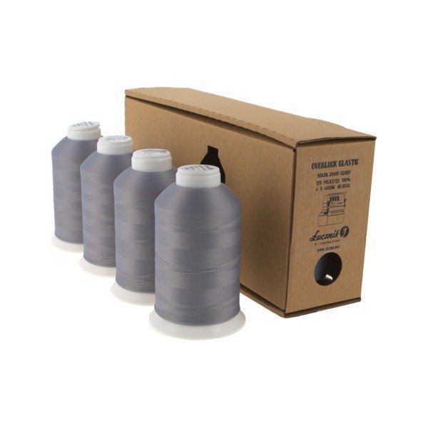 Łucznik Nici do owerloka overlocka ELASTIC ZESTAW 4 x 4000m Popielate 1009645