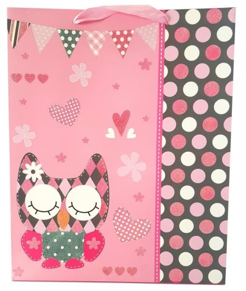 JU-PITER Torebka prezentowa sowy 1143B 26x32x12cm p12, cena za 1szt