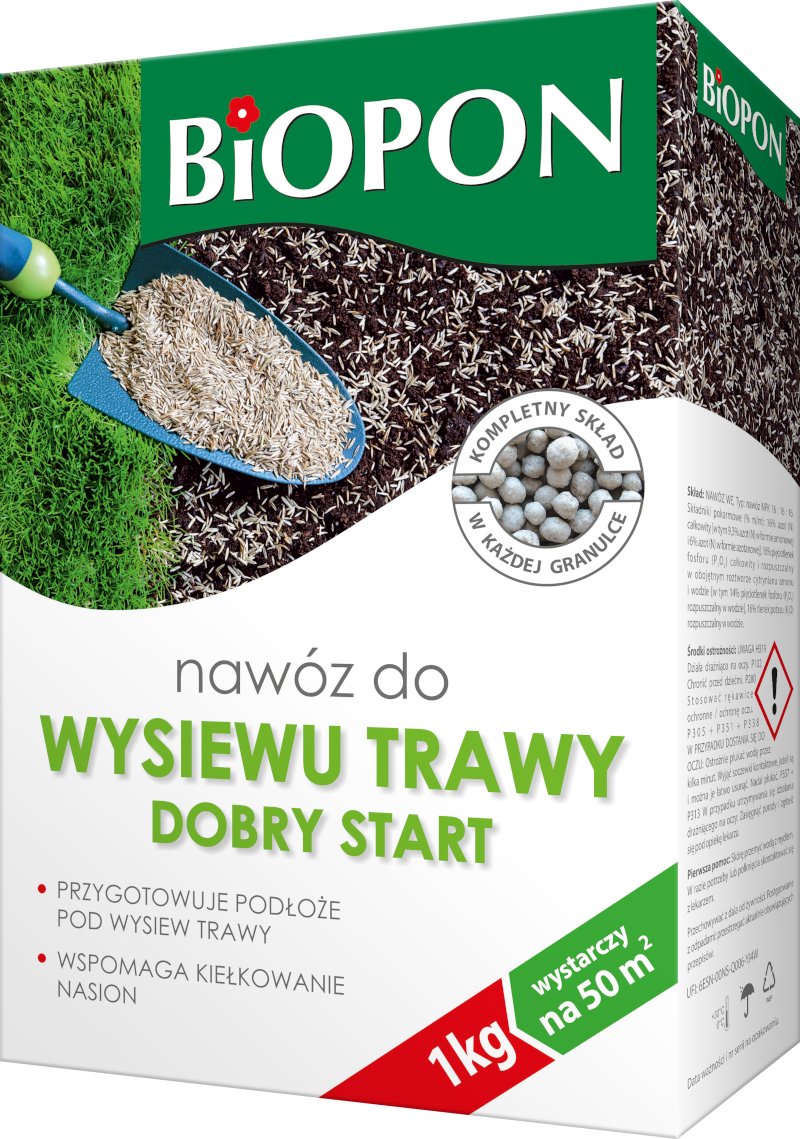 Nawóz do wysiewu trawy BIOPON Dobry start 1KG