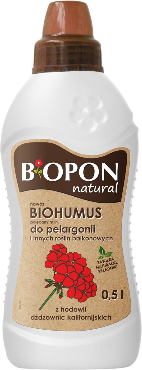 Nawóz Biohumus BIOPON do pelargonii i innych roślin balkonowych 0.5 L