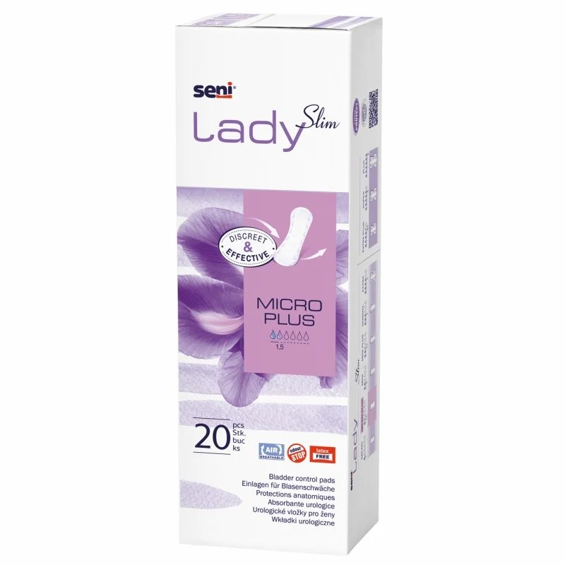 Seni lady, Slim Micro Plus, Wkładki urologiczne dla kobiet, 7x20.5cm, 20 szt.