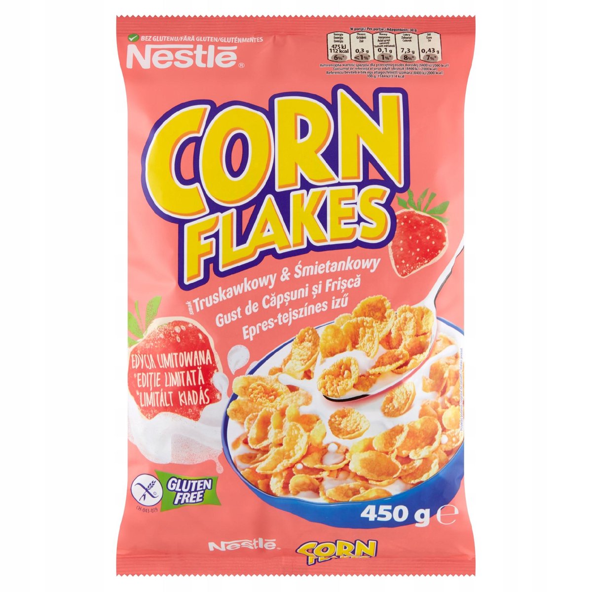 Nestle Corn Flakes Płatki truskawka śmietanka 450g