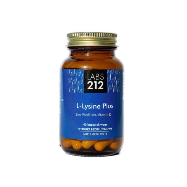 LABS212 LABS212 L-Lysine PLUS (Lizyna z Cynkiem, Witaminami C i D) 45 Kapsułek weetariańskich