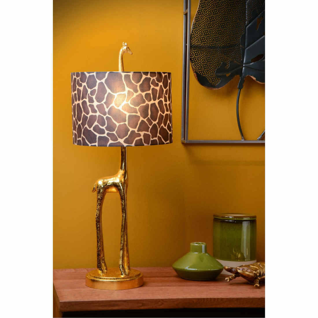 Lucide Abażurowa LAMPA stołowa EXTRAVAGANZA MISS TALL 10506/81/02 stojąca LAMPKA żyrafa cętki złote brązowe 10506/81/02