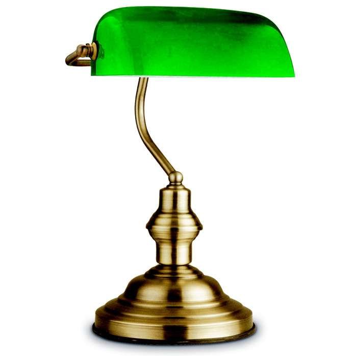 Lampka gabinetowa Antique 1 x 60 W E27 zielony klosz patyna 24934