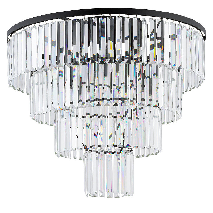 Nowodvorski Luksusowy plafon kryształowy CRISTAL BLACK L 12x E14 40W czarny 7630