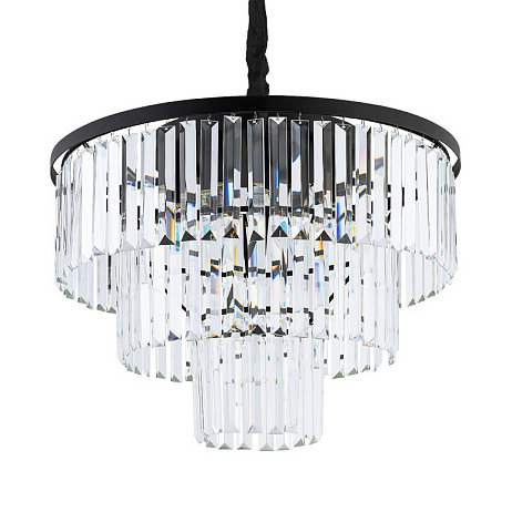 Nowodvorski Luksusowy plafon kryształowy CRISTAL BLACK M 9x E14 40W czarny 7627