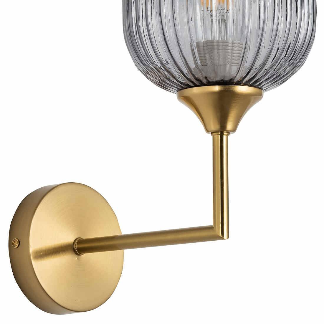 Polux Plisowana LAMPA ścienna SUFFOLK 318879 szklany kinkiet do salonu tuba loftowa przydymiona 318879