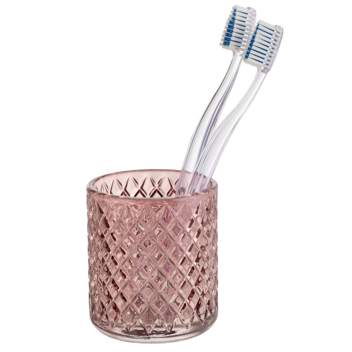 Różowy szklany kubek na szczoteczki do zębów Wenko Atessa