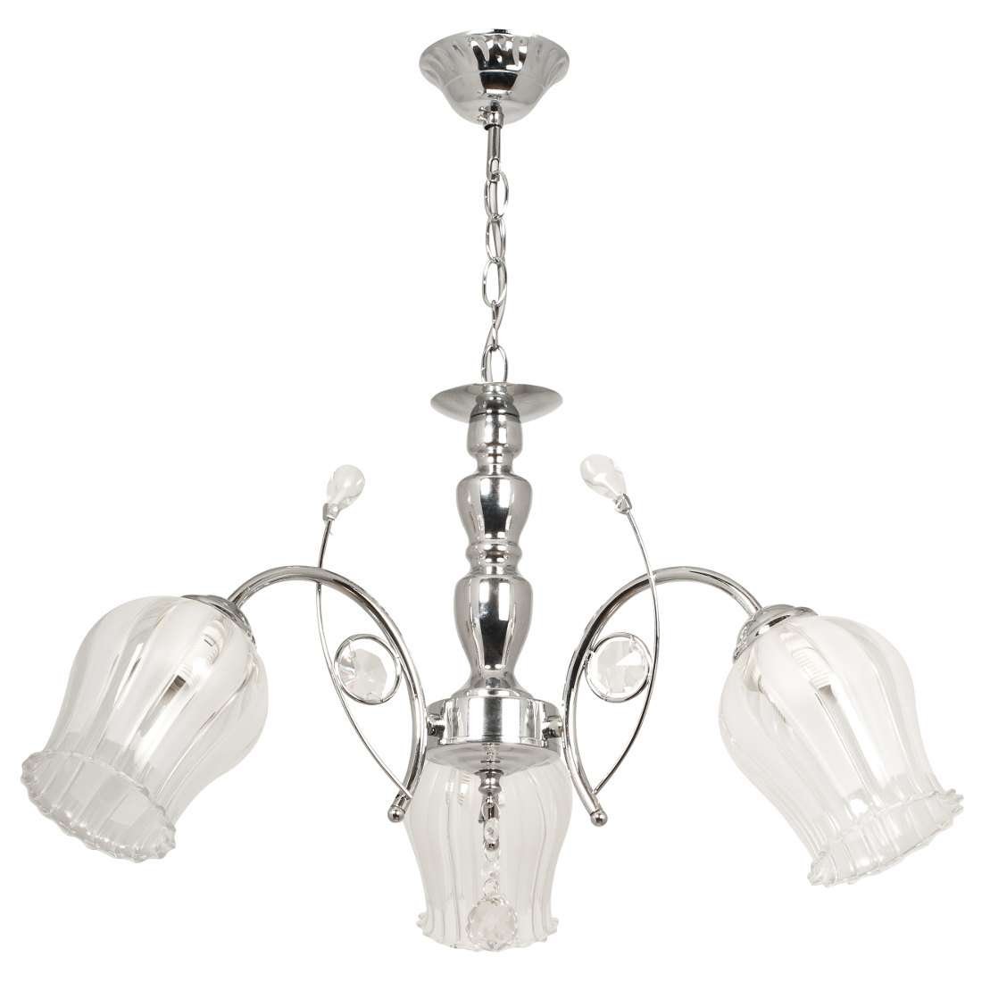 Inne Żyrandol LAMPA wisząca VEN W-K 1466/3 klasyczna OPRAWA na łańcuchu ZWIS z kryształkami chrom przezroczysty VEN W-K 1466/3