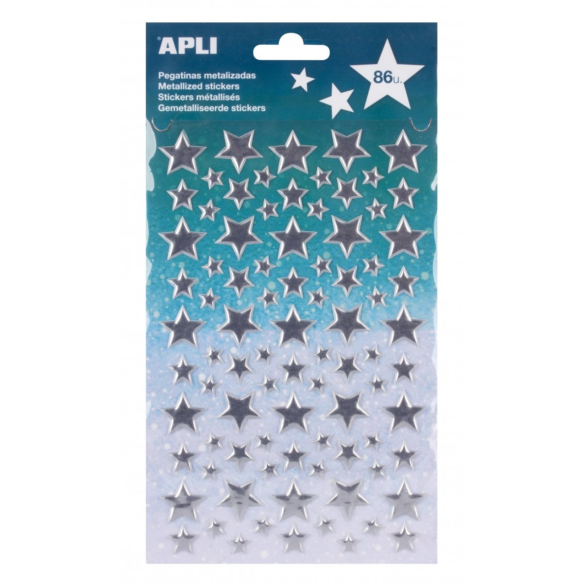 Apli Kids Naklejki metaliczne - gwiazdki srebrne