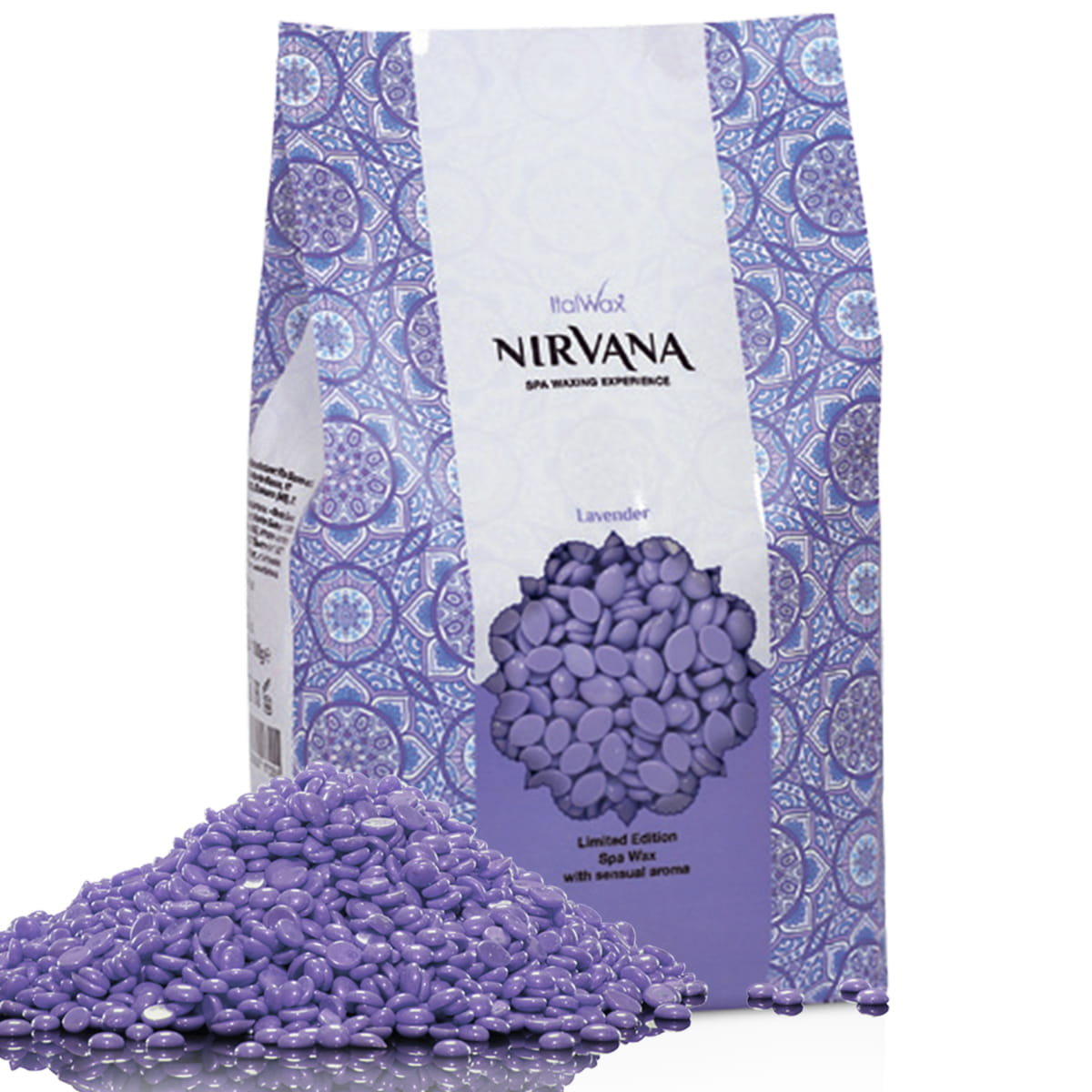 ItalWax, Nirvana Film Wax Lavender, Premium SPA Wosk twardy w granulkach do depilacji bezpaskowej niskotemperaturowy, 500g