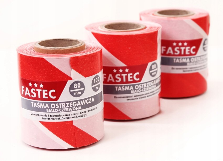 Taśma ostrzegawcza biało czerwona 8 cm 100 m