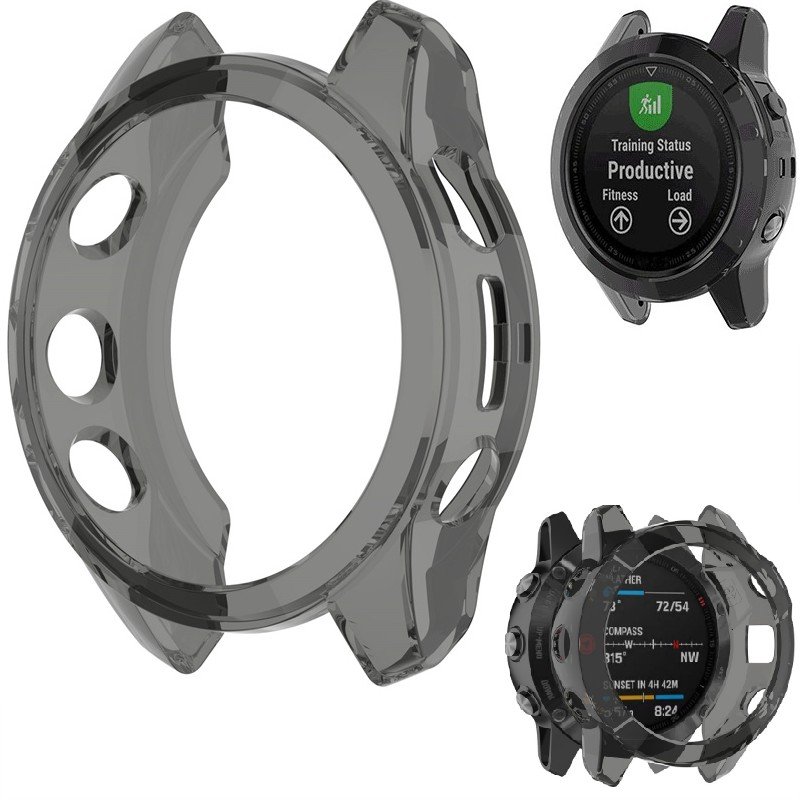 Silikonowe Ochronne Etui Do Garmin Fenix 7 Case Nakładka Obudowa Pokrowiec Czarny Transparentny