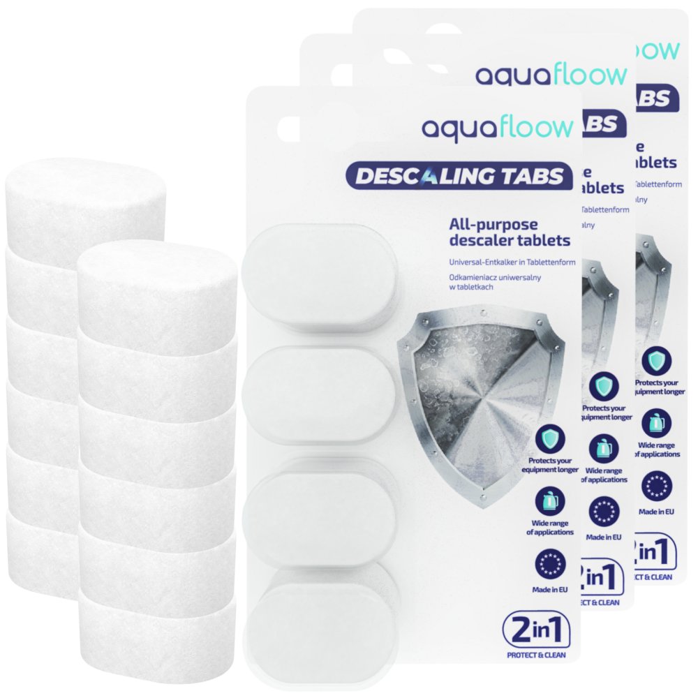 3X Aquafloow Descaling Tabs Uniwersalne Tabletki Odkamieniające Do Ekspresu, Czajnika, Żelazka