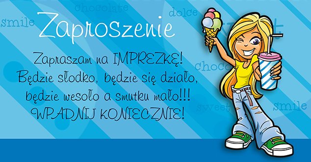 Zaproszenia na dziewczęcą imprezę ZSY3