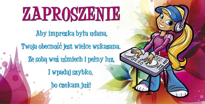 Zaproszenie na imprezę od koleżanki ZSY12