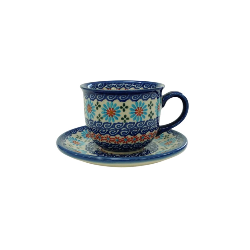 Ceramiczna filiżanka ze spodkiem Ceramika Bolesławiec