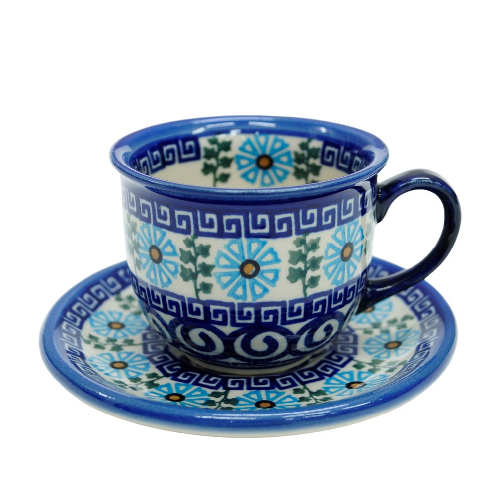 Ceramiczna filiżanka ze spodkiem Ceramika Bolesławiec