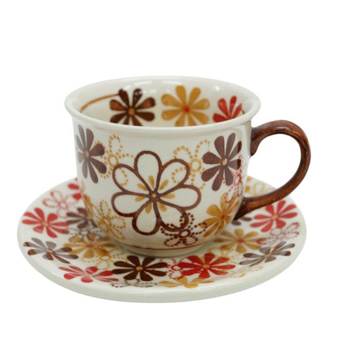 Ceramiczna filiżanka ze spodkiem Ceramika Bolesławiec