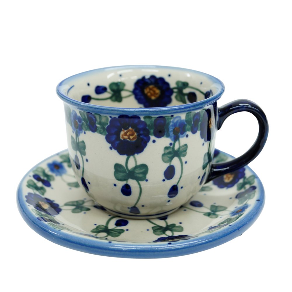 Ceramiczna filiżanka ze spodkiem Ceramika Bolesławiec