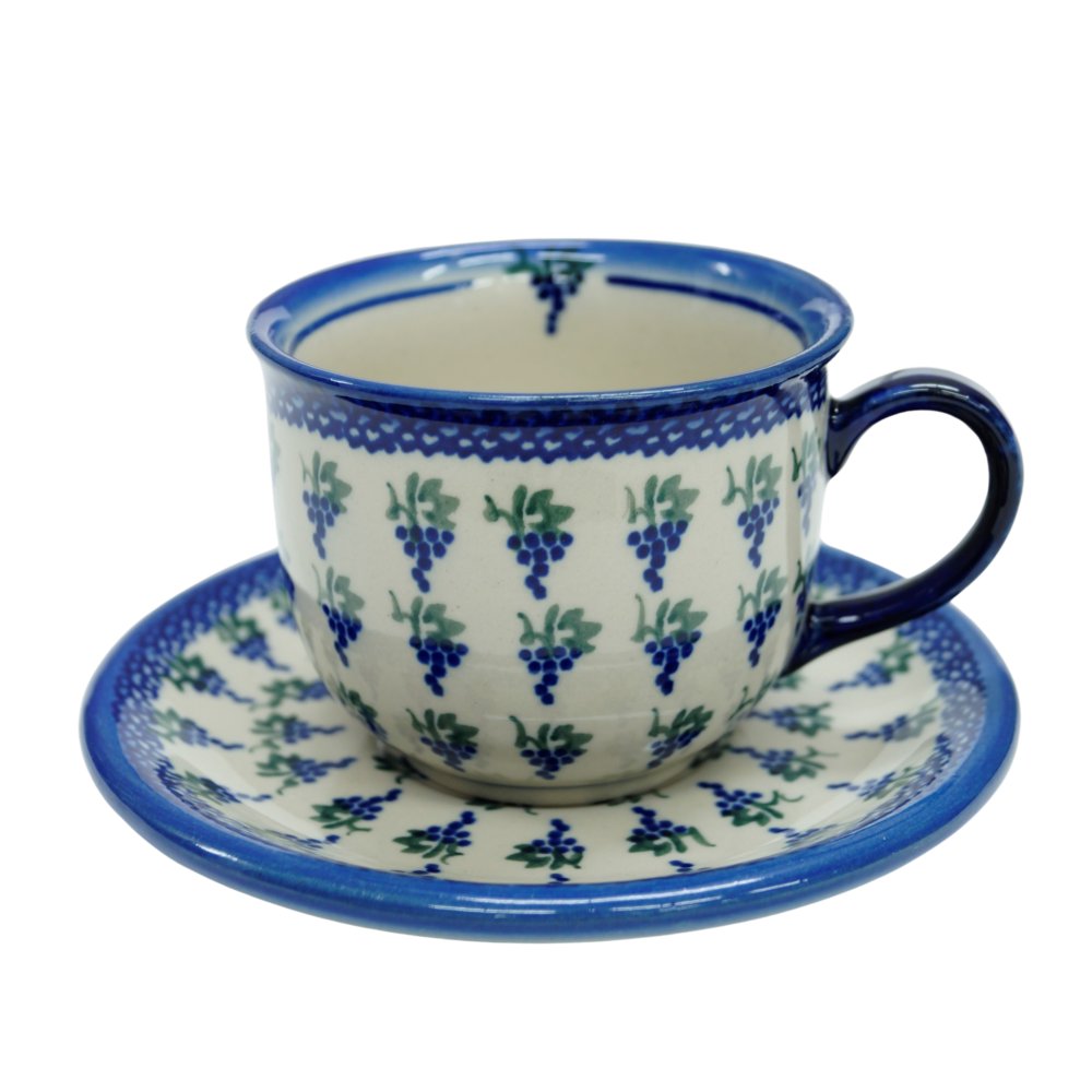 Ceramiczna filiżanka ze spodkiem Ceramika Bolesławiec