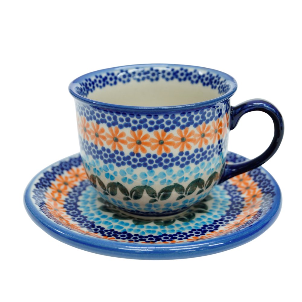 Ceramiczna filiżanka ze spodkiem Ceramika Bolesławiec